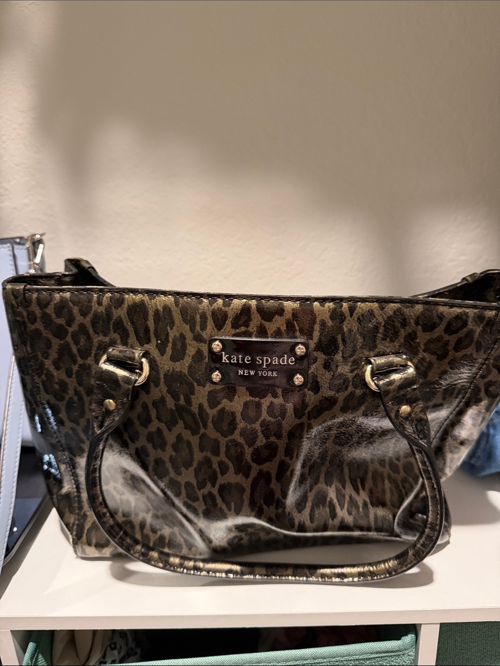 kate spade Leopard-Print Patent Tote - Brown/Black